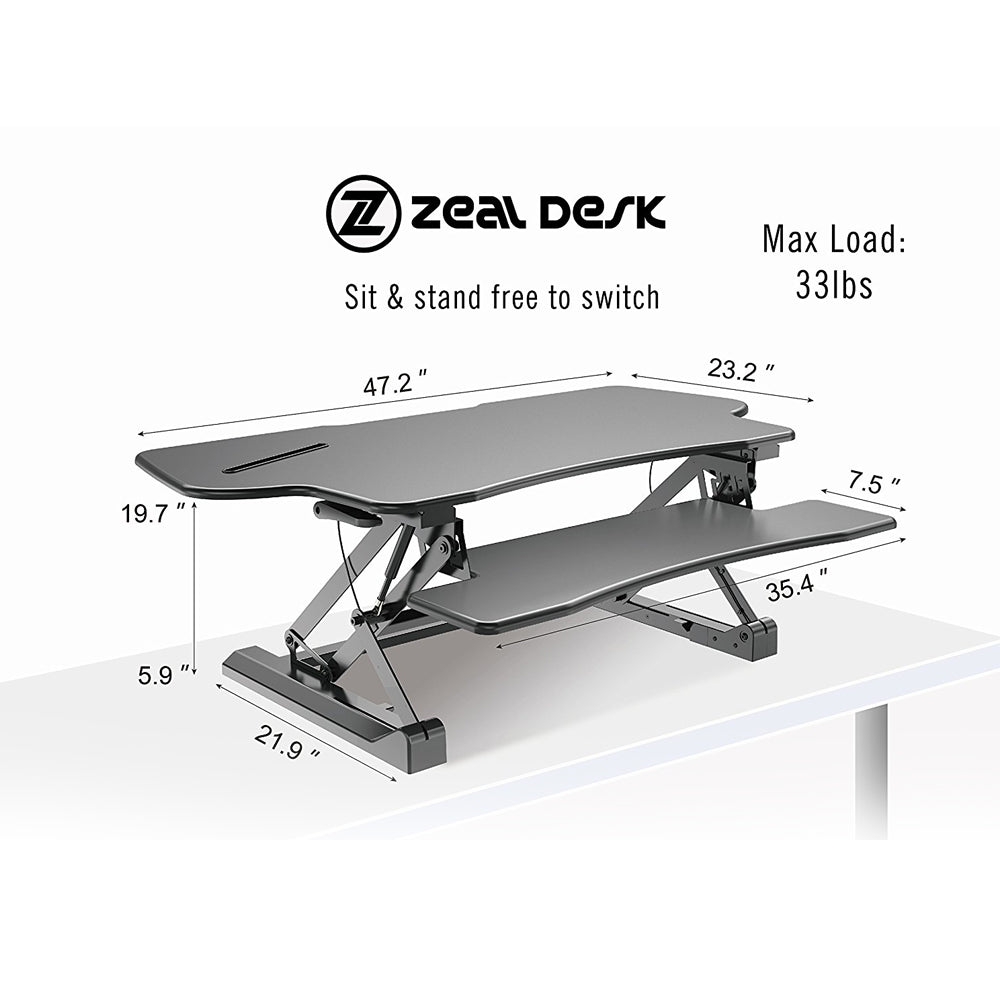 Ergonomic Professional Standing Desk | Zeal Desk Pro 48 Black